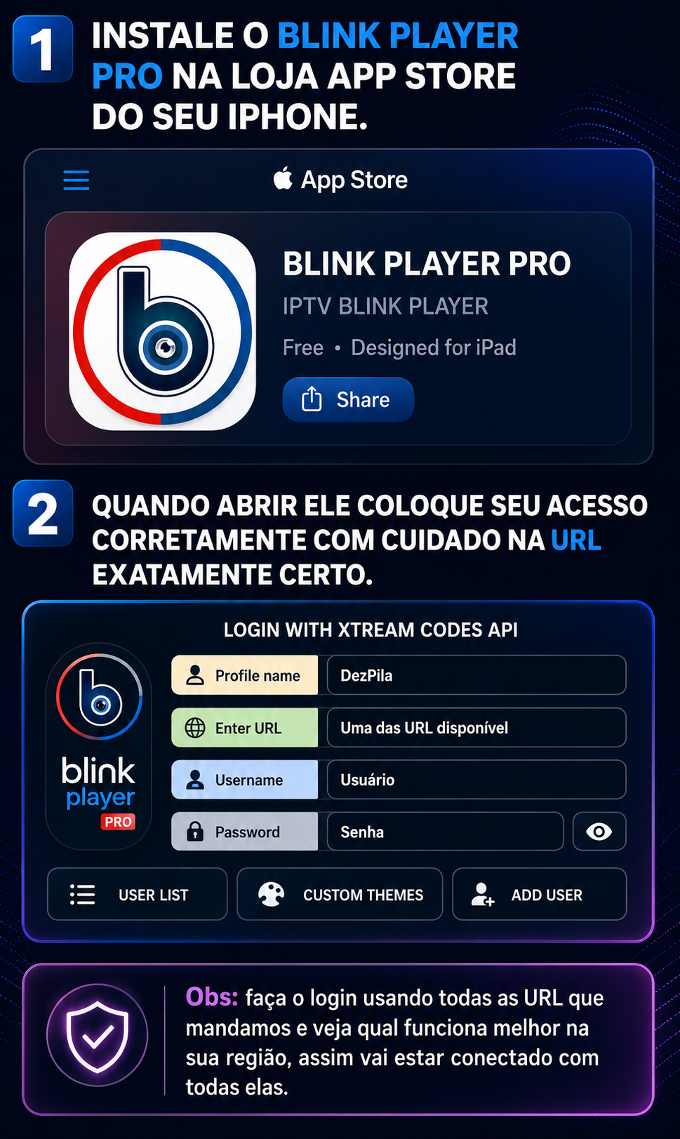 Blink Player Pro iOS — Passo 3