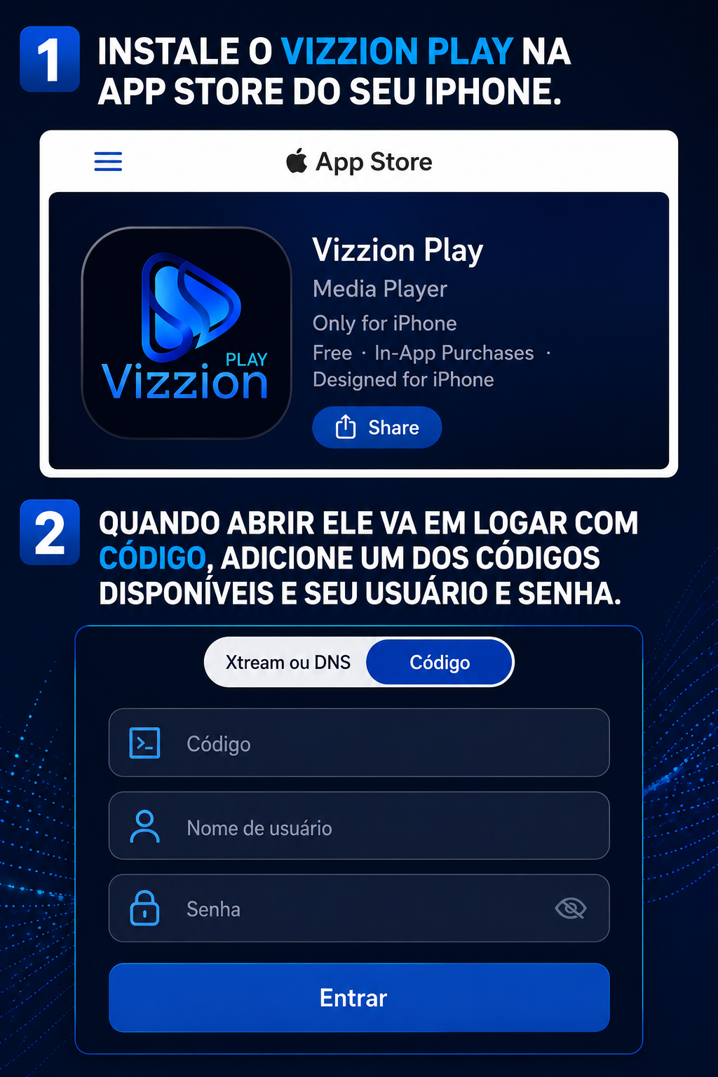 Vizzion Play iOS — Passo 1